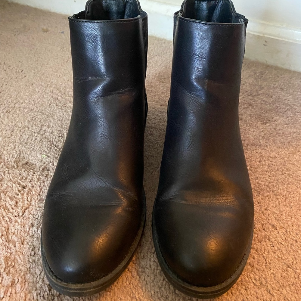 MIA Black Leather Ankle Boots